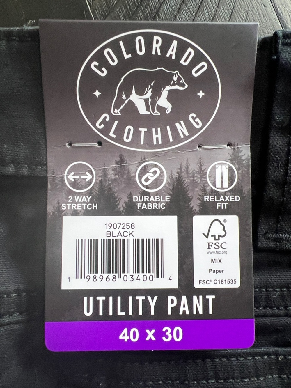 Colorado Clothing Utility Pants Black 40x30